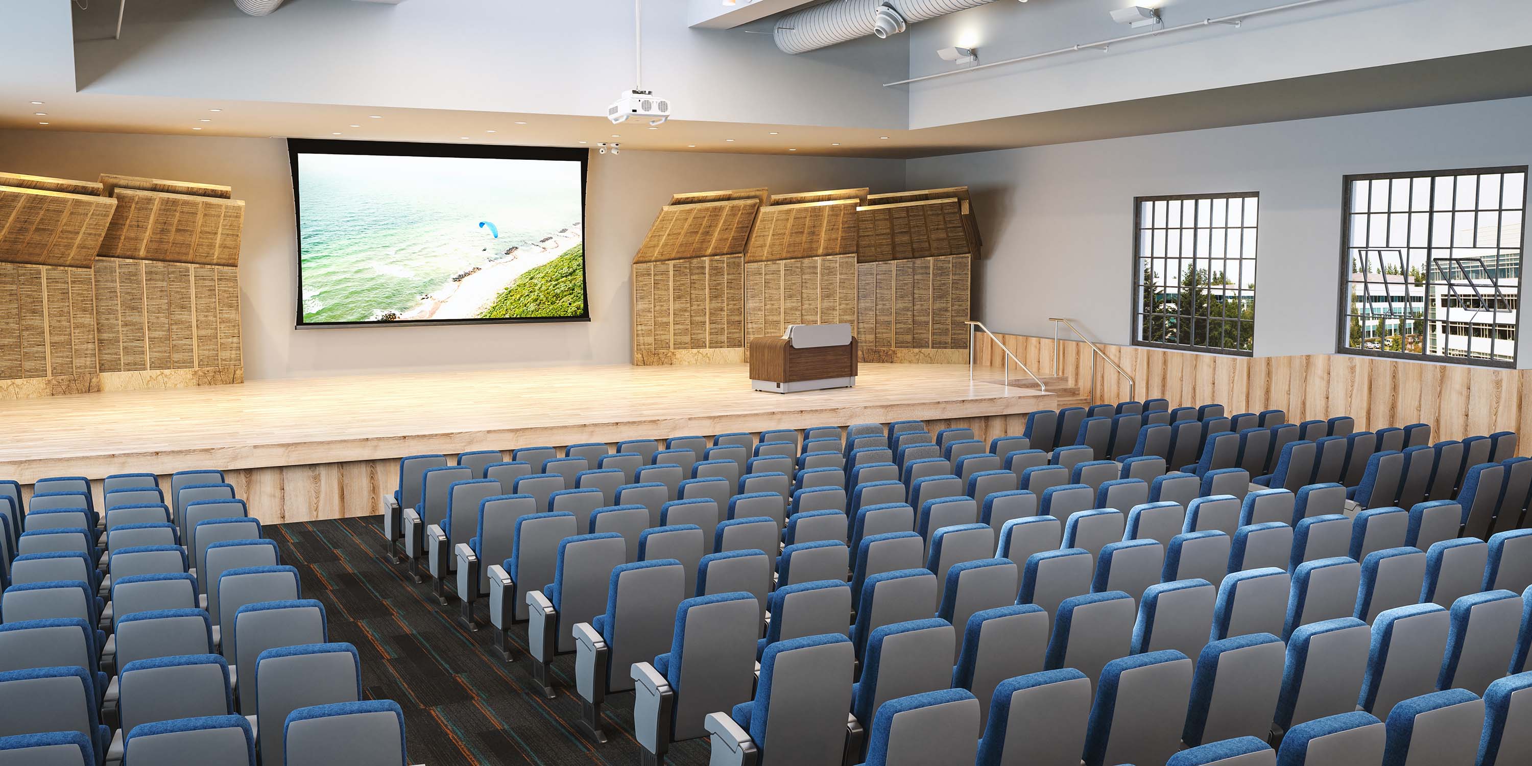 auditorium classroom with presentation technology